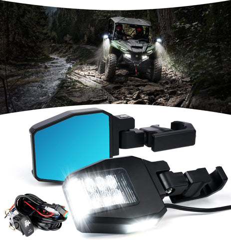 UTV Side Mirrors with LED Spotlight & Puddle Light