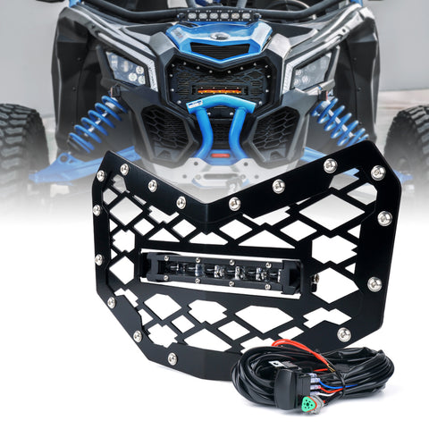 Can-Am Maverick X3 Steel Mesh Grille with 30W LED Light Bar