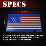 Steel Mesh Insert with USA Flag For Jeep Wrangler JK 2007-2018 Stock Grille