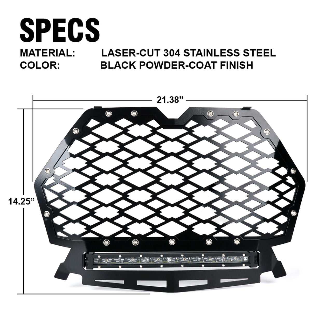 Steel Mesh Grille with 14" LED Lightbar for 2019-2020 Polaris RZR 1000 XP Turbo S