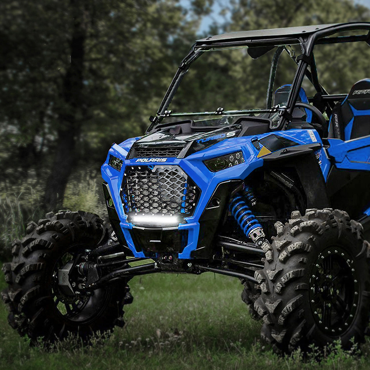 Steel Mesh Grille with 14" LED Lightbar for 2019-2020 Polaris RZR 1000 XP Turbo S
