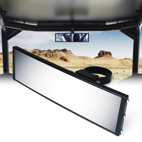 9" Convex Rear View Tempered Glass Mirror for UTVs with 1.75" to 1.85" Rollbars
