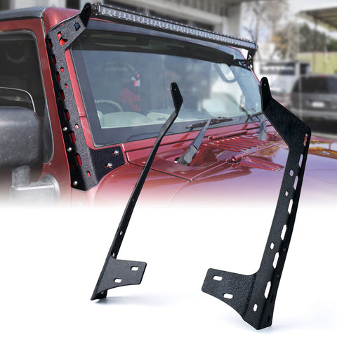 Front Windshield 50 Inch Light Bar Mounting Brackets For 2007 - 2018 Jeep Wrangler JK JKU