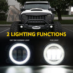 4" 60W CREE LED Fog Lights W/ White Halo Ring DRL for JK/JL/JT
